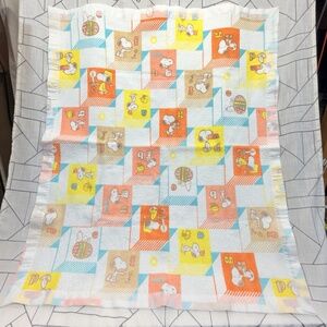 VTG Chatham Peanuts Snoopy Baby Blanket Fleece Crib Quilt ABCs Patchwork 42"x38"